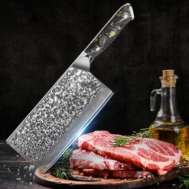 Японський ніж Kyushublade з дамаської сталі, 67 шарів, з ручкою з карбону та золота, для професіоналів