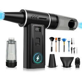 HERBYD 2-в-1 Електричний Пилосос-Обдув 180000 об/хв з Акумулятором 8000mAh та Цифровим Дисплеєм для Комп'ютера, Клавіатури, Дому та Автомобіля