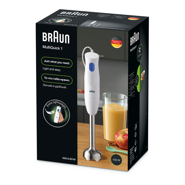 Занурювальний блендер Braun MQ10.001M, 450 Вт, білий