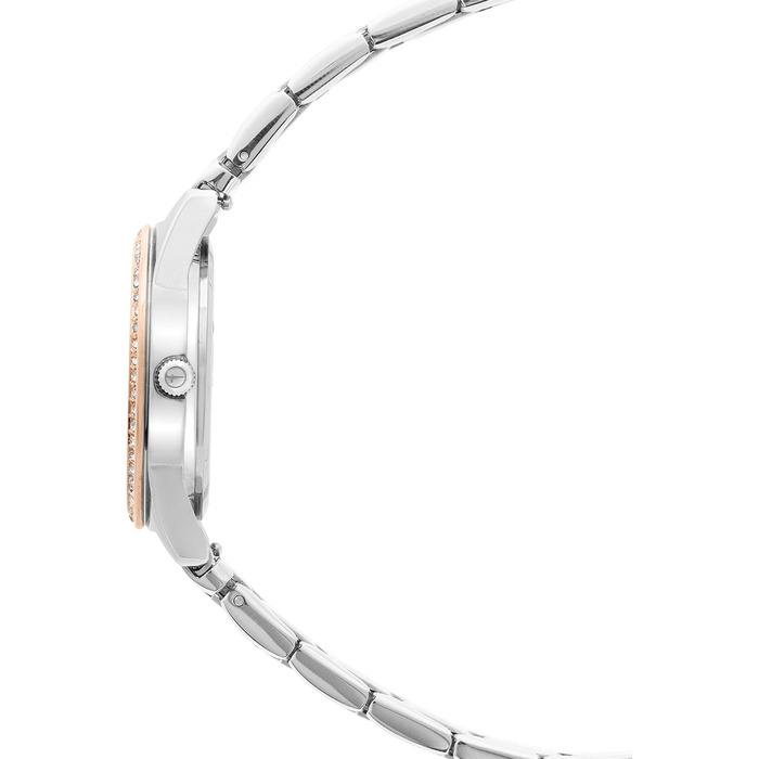 Годинник Tamaris для жінок - Спортивний та елегантний годинник з браслетом 30 мм (срібло / рожеве золото / блакитний з тині-цирконом)