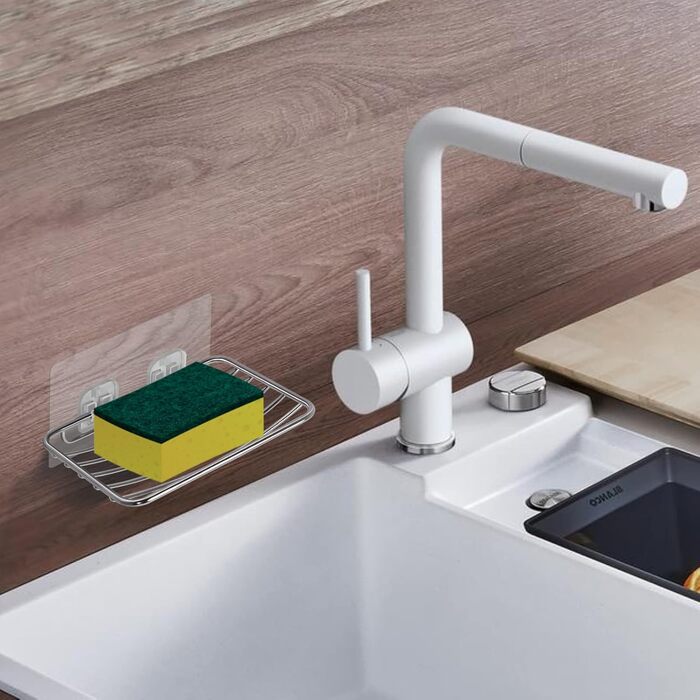 Тримач для мила без свердління Uten, нержавіюча сталь, самоклеючий з 2 гачками, для душу, ванної, кухні (сріблястий)