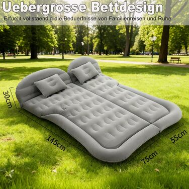 Надувний матрац для авто SUV, вантажівки та кемпінгу - матрац для заднього сидіння з електричною помпою, сірий