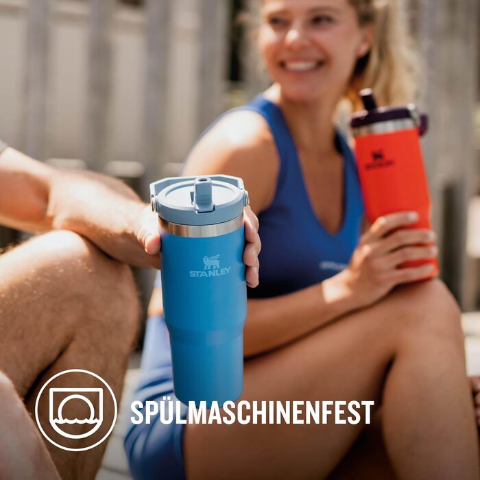 Stanley Flip Straw Tumbler 1.0 Drinking Bottle with Straw 0.89L - Thermos Bottle Keeps 12+ Hours Cold - Dishwasher Safe - Sports Bottle - Water Bottle BPA Free - (Azure)