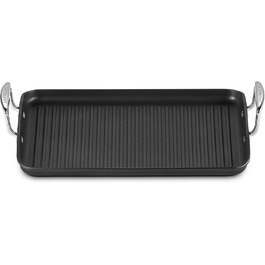 Гриль-плита Le Creuset алюмінієва з антипригарним покриттям, 35x27 см, для всіх типів плит, індукція, антрацит/срібло