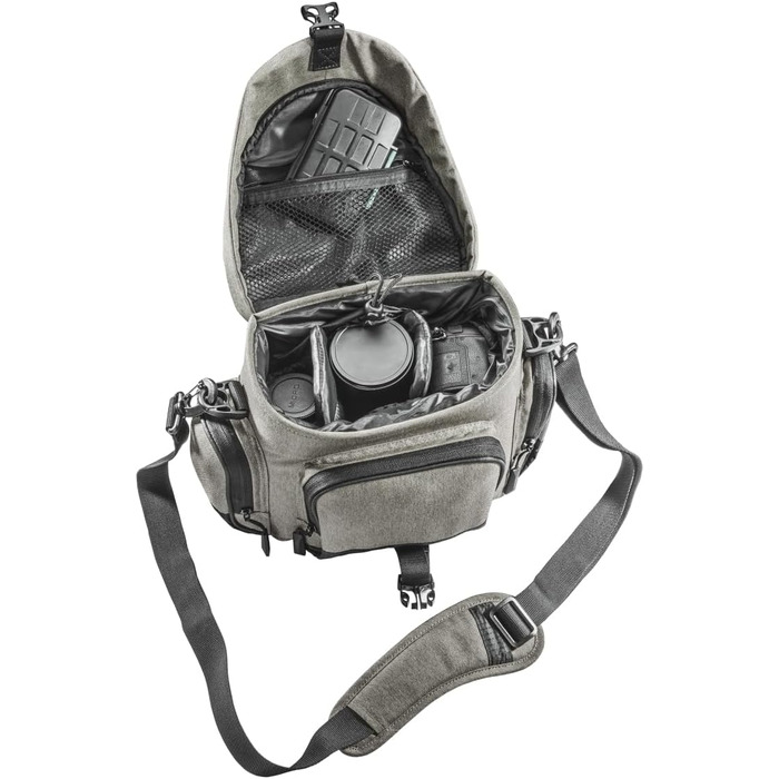 Сумка для камери Mantona Premium: підходить для DSLR та DSLM камер з об'єктивом (з захистом від пилу, м'яким плечовим ременем, застібкою-кліпсою, регульованим внутрішнім відділенням) тауп L Тауп