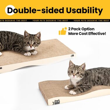 Кігтеточка для котів з коробкою та 4 змінними шарами з картону - велика кігтеточка з міцного гофрокартону, двосторонні шари для дряпання з наклейками DIY - місце для відпочинку котів у квартирі, захист меблів. Велика коробка для котів + 4 кігтеточки + нак