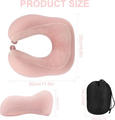 Подушка для шиї у вигляді їжачка, рожева, Memory Foam, для подорожей, авто, офісу, дому