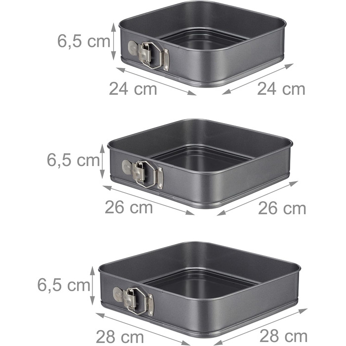 Набір для випічки Relaxdays, 7 предметів, круглі та квадратні форми, 18-28 см, сталь з антипригарним покриттям