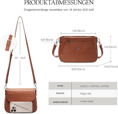 Сумка жіноча через плече Befen зі шкіри, середнього розміру, RFID-захист, коричнева. Кросбоді, сумка на плече