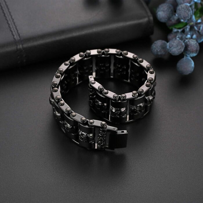 Чоловічий браслет OIDEA з черепом: важка ланцюгова браслет, готичний стиль, череп, хрест, ланцюг для мотоцикла, подарунок для чоловіків