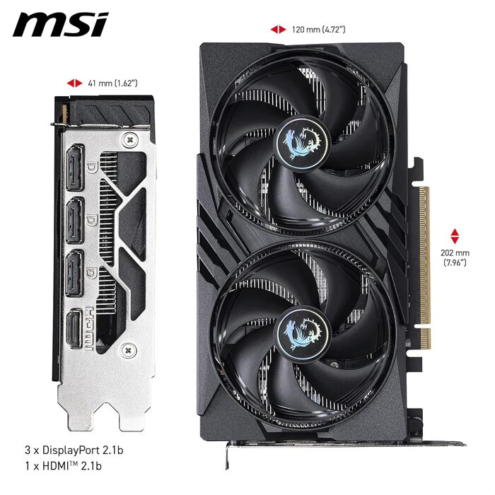 Відеокарта MSI GeForce RTX 5050 GAMING OC 8GB GDDR6, PCIe 5.0, 2602 MHz