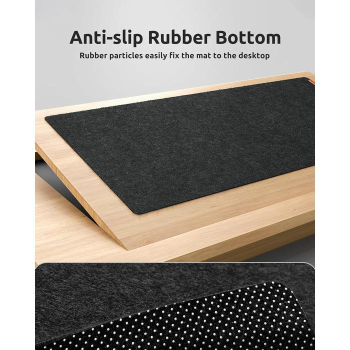 Килимок для столу YSAGi повстяний 90x40 см, антиковзкий, для миші та клавіатури, офіс/дім (Чорний)