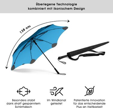 BLUNT Executive Stock Umbrella Blue | Large & Stormproof for 2 People – 138 cm Ø | Innovative & Patented Design – Wind Tunnel Tested