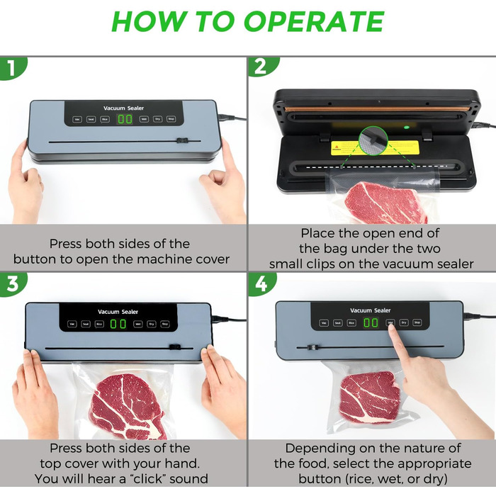 Вакуумний пакувальник Großcat з 50 пакетами, апарат для пакування продуктів харчування з різаком та цифровим таймером для кухні та ресторану