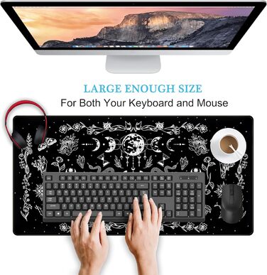 Килимок для миші Moon Mushroom Gaming XXL 80x40 см, Чорно-білий, Готичний, для ігор