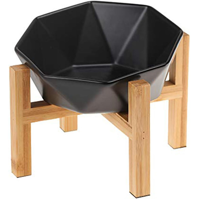 Керамічна годівниця для котів та собак на підставці, нахилена, зелена