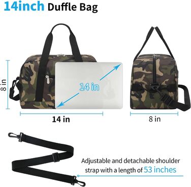 Спортивна сумка Mini Reisetasche 18л, дорожня сумка для фітнесу та школи, 35x20x25 см (Камуфляж, 14 дюймів)