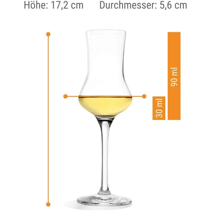 Набір келихів Stölzle Lausitz Grappa 6 шт, 90 мл для бренді, лікеру, граппи. Келихи зі ніжкою, преміум-якість, можна мити в посудомийній машині