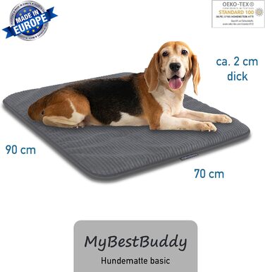 Килимок для собак сірий Basic 90x70 см L з м'якої тканини для тварин - 40°C, гіпоалергенний (100% поліестер) - подушка/ліжко для великих собак, 90 x 70 см
