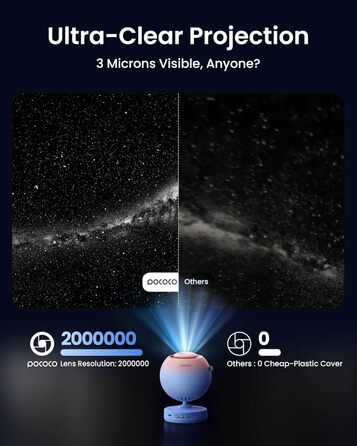 POCOCO Starry Sky Projector, Galaxy Star Projector, Home Planetarium for Kids and Adults; for Bedrooms, Interiors; as Decoration, Sleep Aid, and Relaxation - with 2 Discs (Healing Vibes Gift Box Pink Blue)