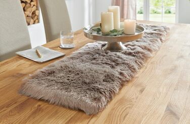 Faux Fur Table Runners, Table Toppers, Centerpieces (beige-brown, 30x120 cm)