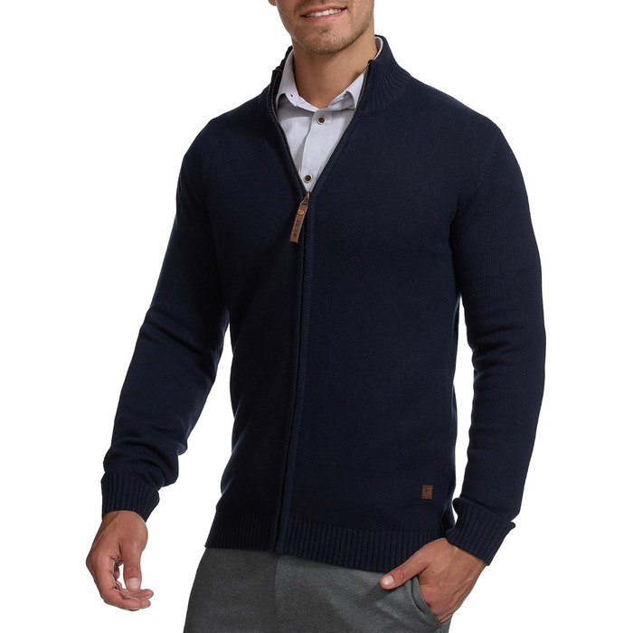 Чоловічий кардиган Indicode INLut з коміром-стійкою та блискавкою | Тонкий в'язаний кардиган для чоловіків XL, темно-синій