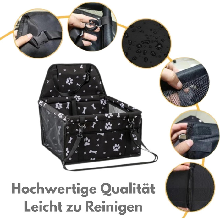 Автомобільний лежак для собак, переноска для тварин у машину, аксесуари для собак - 40x33x25 см (Сірий)