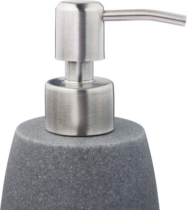 Дозатор мила Relaxdays 300 мл, наповнюваний, для ванної/кухні, сірий, полірезин, нержавіюча сталь