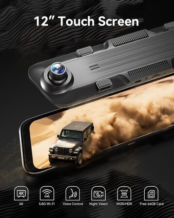 WOLFBOX Дзеркало заднього виду з камерою 12