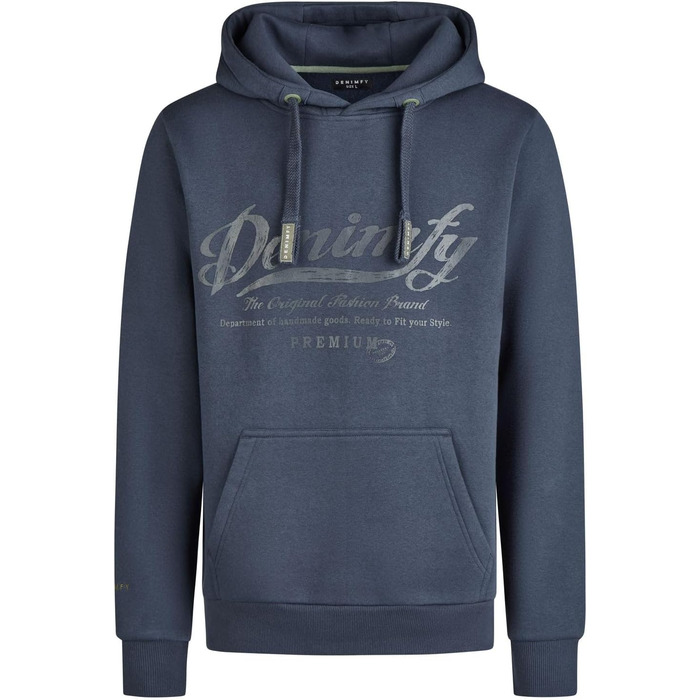 Худі DENIMFY для чоловіків, Regular Fit, з капюшоном, принт, бежевий, зелений, синій, чорний, сірий, розміри S-5XL (M, Navy-anthra-mineral Green)