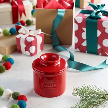 Butter Bell - The Original Butter Bell by L. Tremain, French Ceramic Butter Dish for Spreadable Butter, Maraschino Red, Glossy Surface, Retro Café Collection