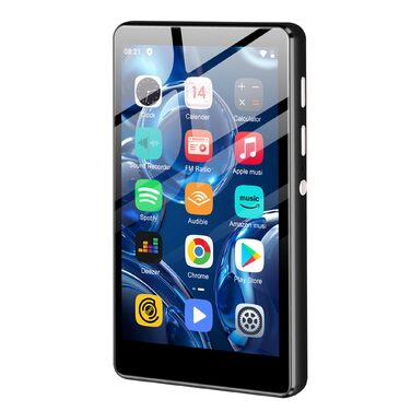 MP3 плеєр SWOFY 80GB з Bluetooth та Wi-Fi, 4.0-дюймовий сенсорний екран, Android MP4 плеєр з підтримкою Spotify, Amazon Music, FM-радіо та браузером (Чорний)