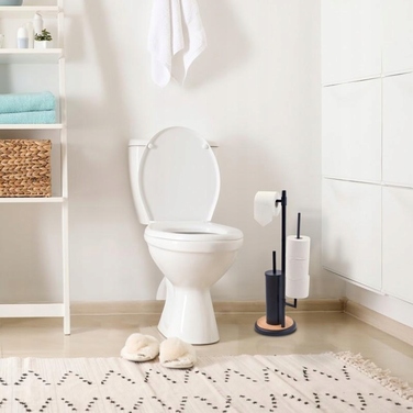 Набір для туалету Yoka Home: тримач для туалетного паперу та йоржик, чорний, стиль лофт