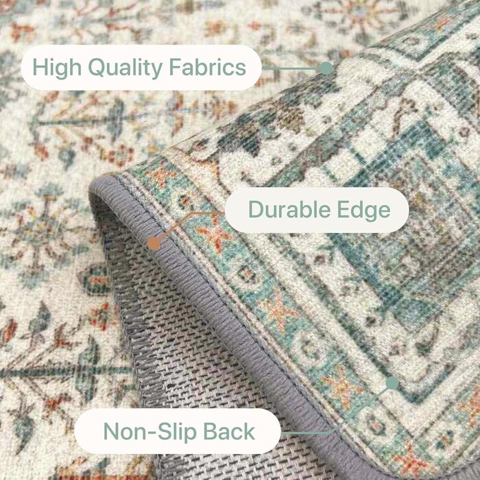 Килим GENIMO Boho Vintage 160x230 см, короткий ворс, антиковзаючі, для вітальні, спальні, їдальні, офісу, салатовий, геометричний, прямокутний