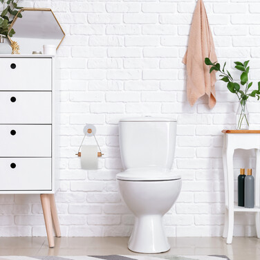 Relaxdays Toilet Paper Holder Wood with Ribbon