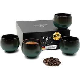 Набір чашок капучіно Jade | 4 шт. | 180 мл | Якісні чашки з кераміки без ручки | Для еспресо, капучіно, мокко та чаю | Сучасний дизайн, подарунок