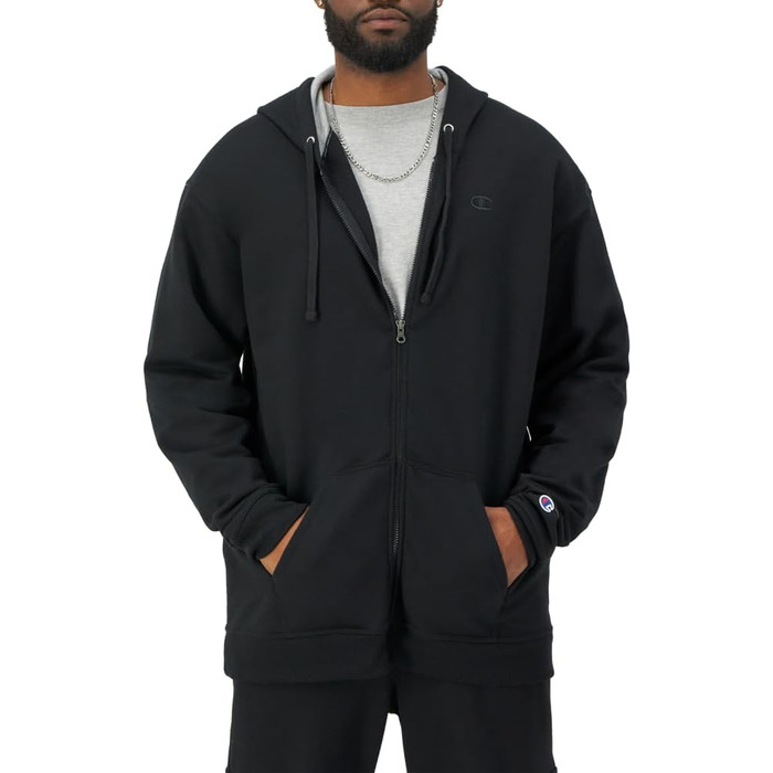 Спортивна чоловіча толстовка Champion Powerblend Fleece з логотипом C (кольори вже не виробляються), розмір 4XL, чорний колір