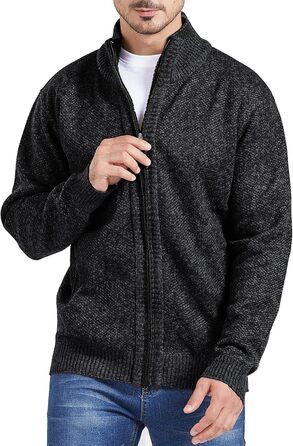 Кардиган чоловічий GESTORE: стильна чоловіча куртка-кардиган, флісова чоловіча куртка, чоловічий светр, сірий колір (XL, чорний)