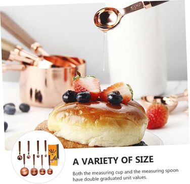 Measuring Cup Set 250 ml, 125 ml, 80 ml, 60 ml, Measuring Spoons for Baking, Rose Gold Stainless Steel for Home Use
