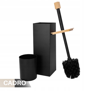 Набір для туалету: ергономічний йоржик чорного кольору зі сталі нержавіючої та бамбука