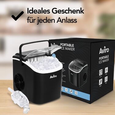 1.3L Countertop Ice Maker - Self-Cleaning - 12kg/24lbs - Makes 9 Cubes Every 6 Minutes - Black