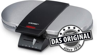 Вафельниця Cloer 1329 подвійна для двох вафель-сердець, 1700 Вт, 15,5 см, індикатор готовності, матова нержавіюча сталь