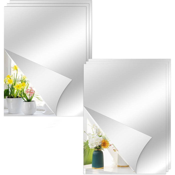 6 шт. дзеркал самоклеючих, 30 x 40 см, гнучкі акрилові дзеркала для стін, шаф, ванної кімнати