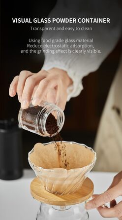 Ручний кавомолка OrkeyDolk з керамічним жорном, 40 режимів помолу, для Aeropress, Pour Over і Мока, регульована, сучасний дизайн