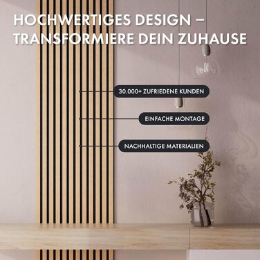 Акустичні панелі Momento Holz, 240x50 см, дуб натуральний, Made in Germany - для декору та звукоізоляції стін