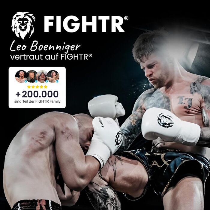 Боксерські рукавички FIGHTR®: Максимальний захист та стабільність | Для боксу, MMA, муай-тай та кікбоксингу | Розміри 8-16 oz, з чохлом (14 oz, білий/чорний)