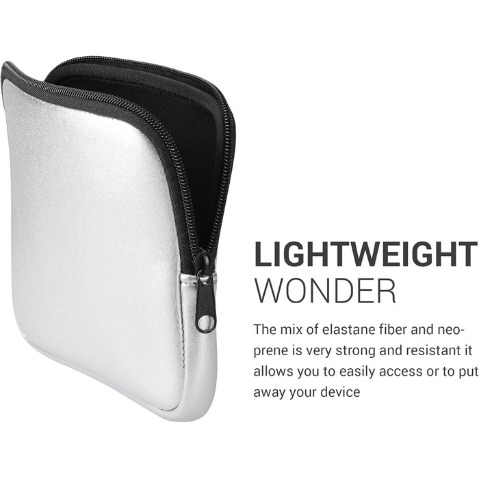 Чохол для eReader kwmobile - Неопренова сумка-чохол, захисний чохол - 17 x 12 x 2 см, внутрішні розміри 6' eReader (6,8-7' eReader, сріблястий)