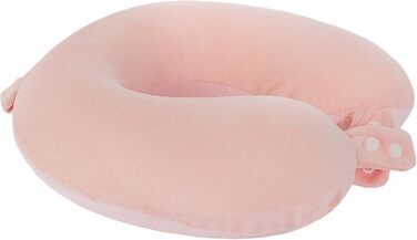 Подушка для шиї з піною з пам'яті, зручна та легка, для подорожей (літак, авто, поїзд, автобус), з чохлом (рожева)