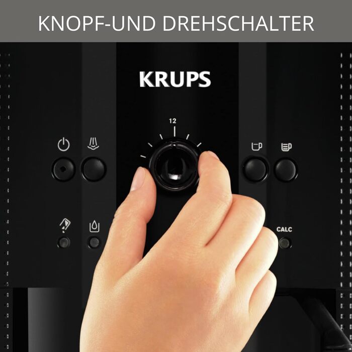 Krups Arabica Picto Fully Automatic Coffee Machine, Milk Frother, 2-Cup Function, Rotary Control, Easy Cleaning, Coffee Machine, Black, EA810870 Black Single