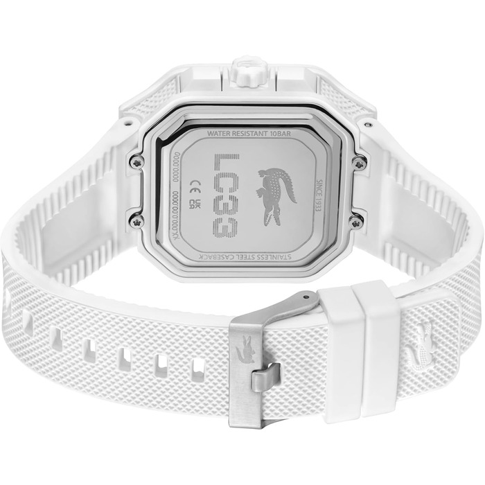 Годинник Lacoste LC33 Square силіконовий ремінець, кварцовий, блакитний/зелений/білий